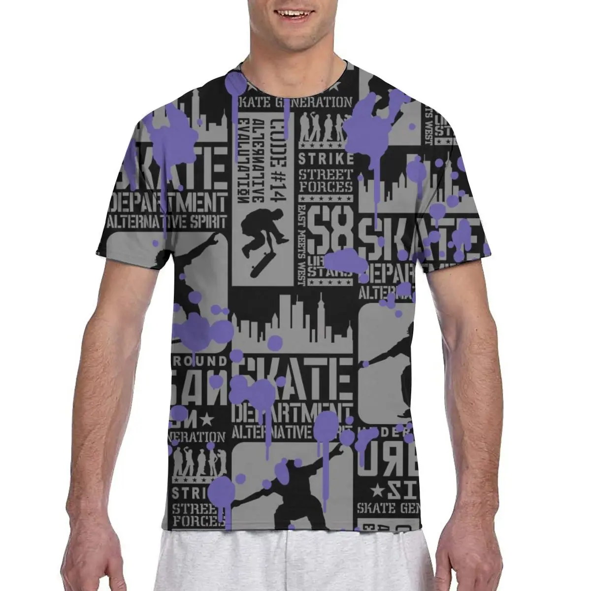 Skateboarding Urban Pattern Casual T Shirts Tee Tops Summer Men Short Sleeve Streetwear Fashion Male Tshirts | Мужская одежда
