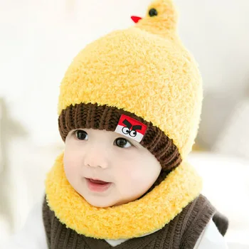 

2019 new hot Children's wool knit hat Korean version of the new cute bird baby hat baby chick shape wool cap 6-18 months
