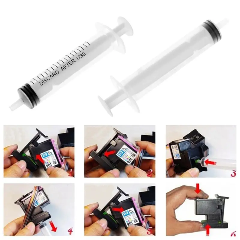 3in1 Ink Refill Cartridge Clip 2pcs Rubber Pads Syringe Tool Kit for HP Printer hp cartridge