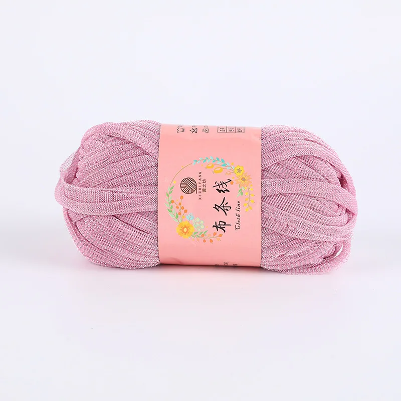 Metallic Cloth Knitting Crochet Yarn T-shirt, Hollow Mesh, Shiny Thread for DIY Bag, Purse Basket, Gradient Color Light Material 3