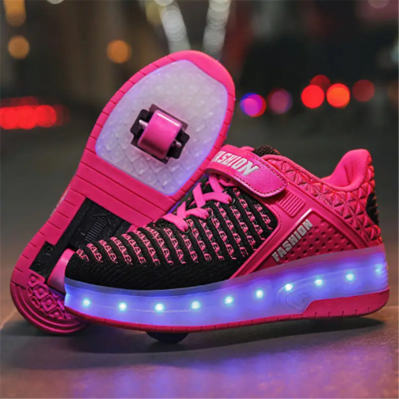 Adult Kids Shoes heelies LED Flashing Dounle Wheels Roller Skate Shoes Flash Roller Skating Shoes Colorful Glowing Roller Skates