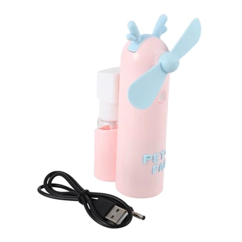 

Multifunctional USB Mini Handheld Spray Fan Portable Water Spray Fan Small Humidification Air Conditioning Fan (Pink Deer)