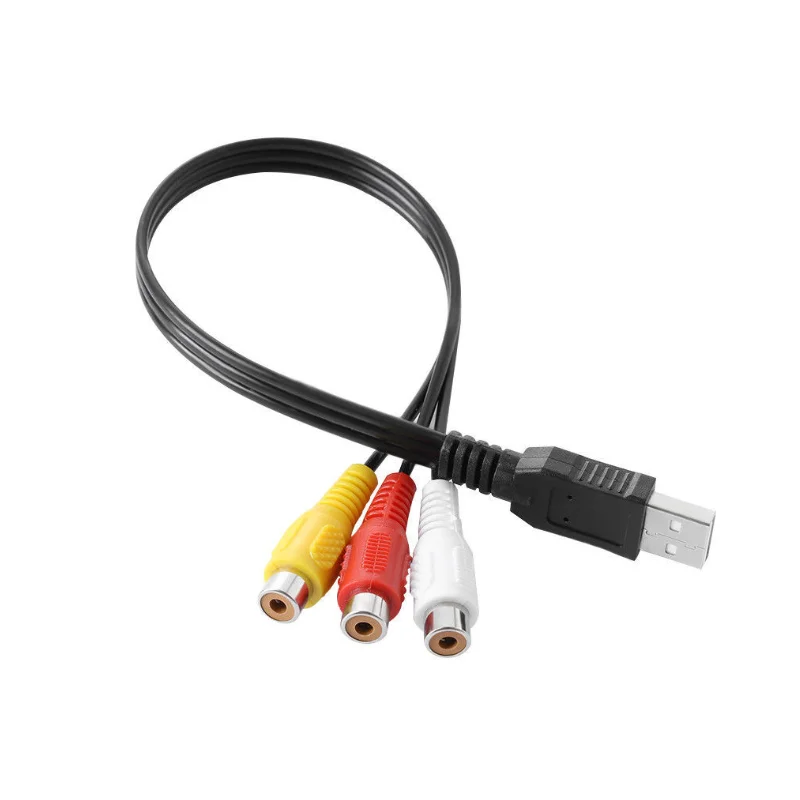 1 шт. USB штекер к 3 RCA Женский адаптер аудио преобразователь видео AV A/V кабель на для