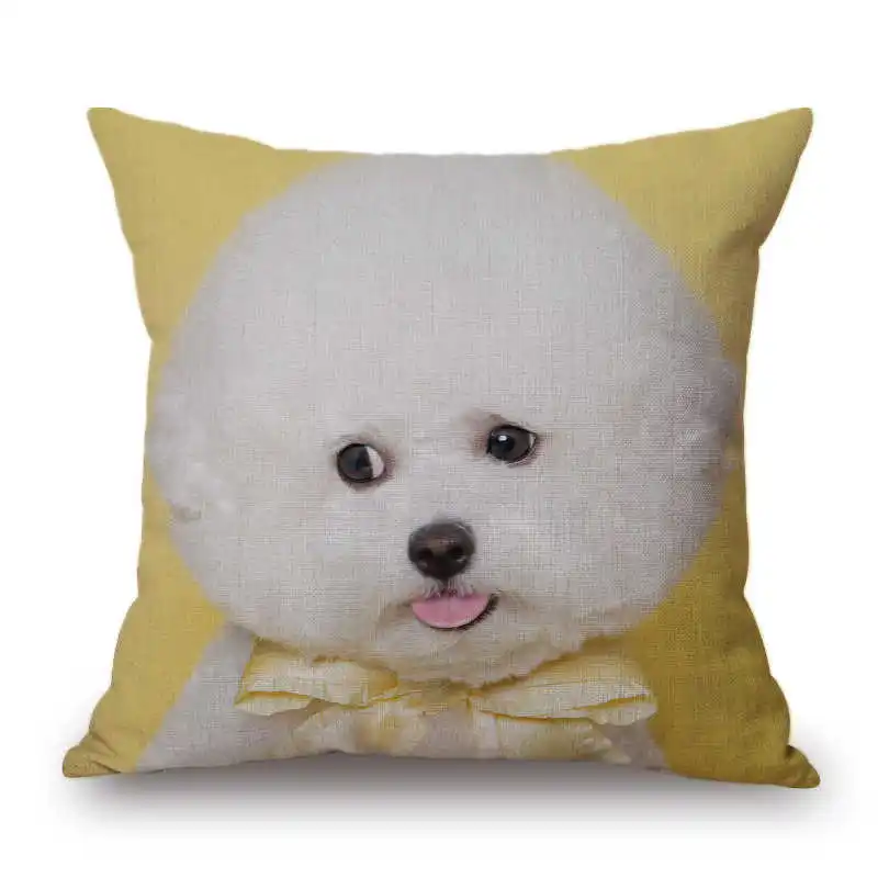 Bichon Frise, хлопковый льняной чехол для подушки, дивана, поясная наволочка, домашний декор