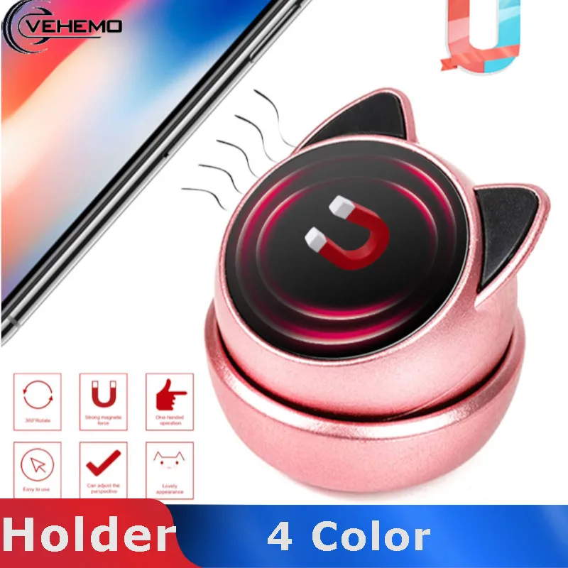 

Vehemo Car Phone Stand Car Mobile Phone Holder Magnetic 360° Rotation Useful Car Magnetic Bracket Mini ABS Support