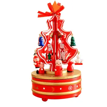 

Romantic Design Christmas Trees Music Box Home Decoration Wooden Rotary Music Box for Children Kids Girls Best Gift Toys 21x11cm