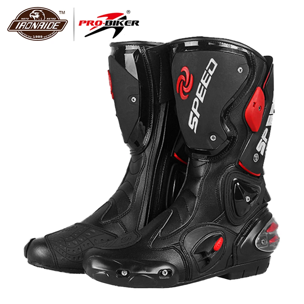 B1001-Black PRO-BIKER; Мужские ботинки в байкерском стиле; обувь для мотокросса; ботинки для езды по бездорожью - Цвет: B1001-Black
