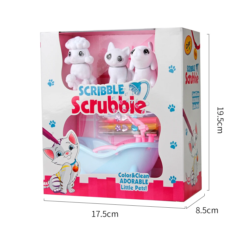 Изготовление DIY Scrubbie 3 игрушки для домашних животных Многоразовые фигурки животных с 4 радужными моющимися маркерами Scrubbie Ванна