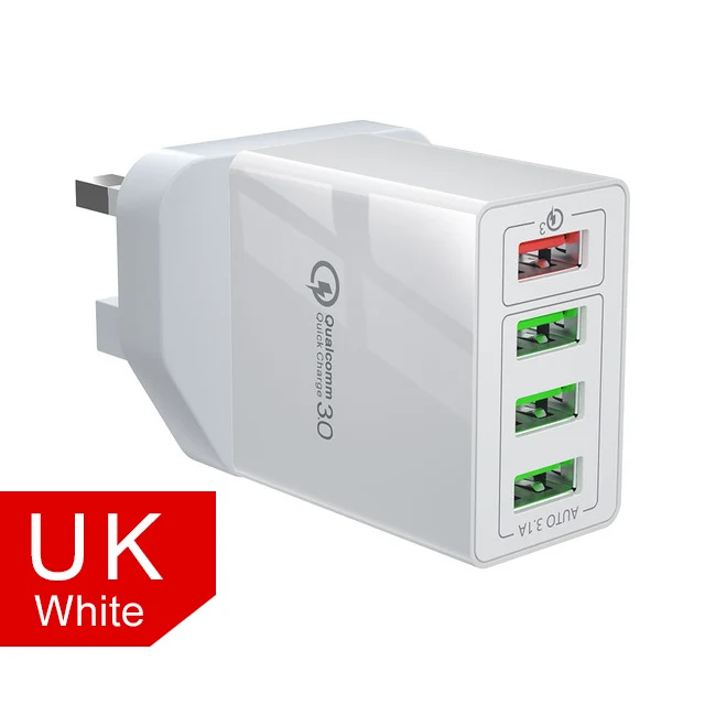 White UK Romichw USB зарядное устройство Быстрая зарядка 3,0 быстрое зарядное устройство QC3.0 мульти штекер Адаптер настенный мобильный телефон зарядное устройство для iPhone samsung Xiaomi - Тип штекера: White UK
