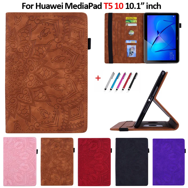Чехол для Huawei Mediapad T5 10, чехол 10,1 "из тисненой искусственной кожи с подставкой, кошелек для планшета, чехол для Huawei T5 10, чехол, чехол + подарок|Чехлы для планшетов и электронных книг| | АлиЭкспресс