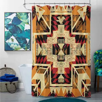 

Shower Curtains for Bathroom stall Arrow Inspired Retro Aztec Pattern Mod Graphic Design Boho Artwork, Red