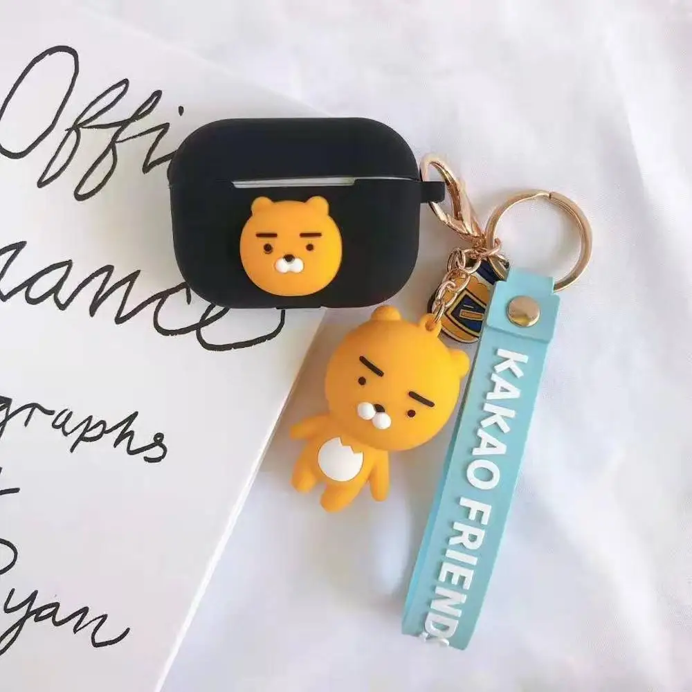INS Kakao Line силиконовые наушники для Apple iPhone Airpod защитный чехол Противоскользящий брелок беспроводной противоударный чехол