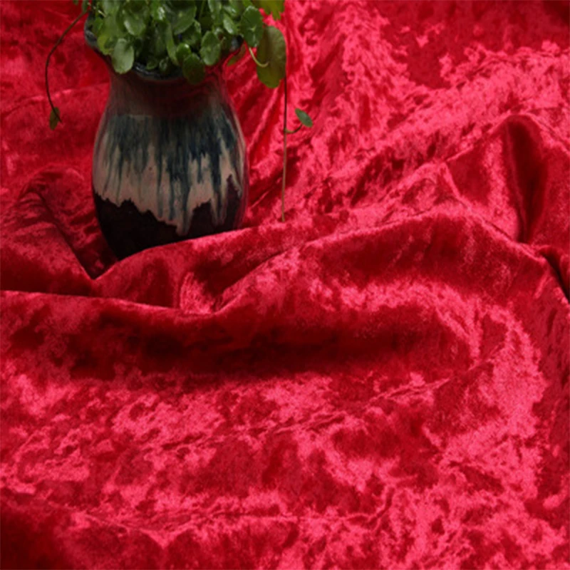 Stretch Crushed Velvet Fabric Upholstery Velour Cloth For Sofa and  Curtain,Red,Black,Grey,Teal,Green,Blue,Pink