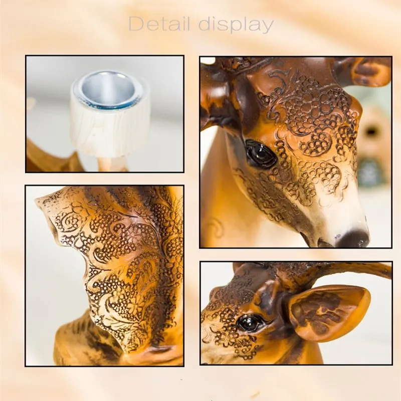 Christmas Resin Crafts Elk Candlestick Ornament Candle Desktop Decor Background Exquisite Deer Christmas Decorations for Home