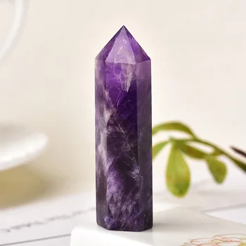 

1PC Natural Crystal Fantasy Amethyst Hexagonal Column Crystal Point Mineral Ornament Magic Repair Home Decoration Decoration