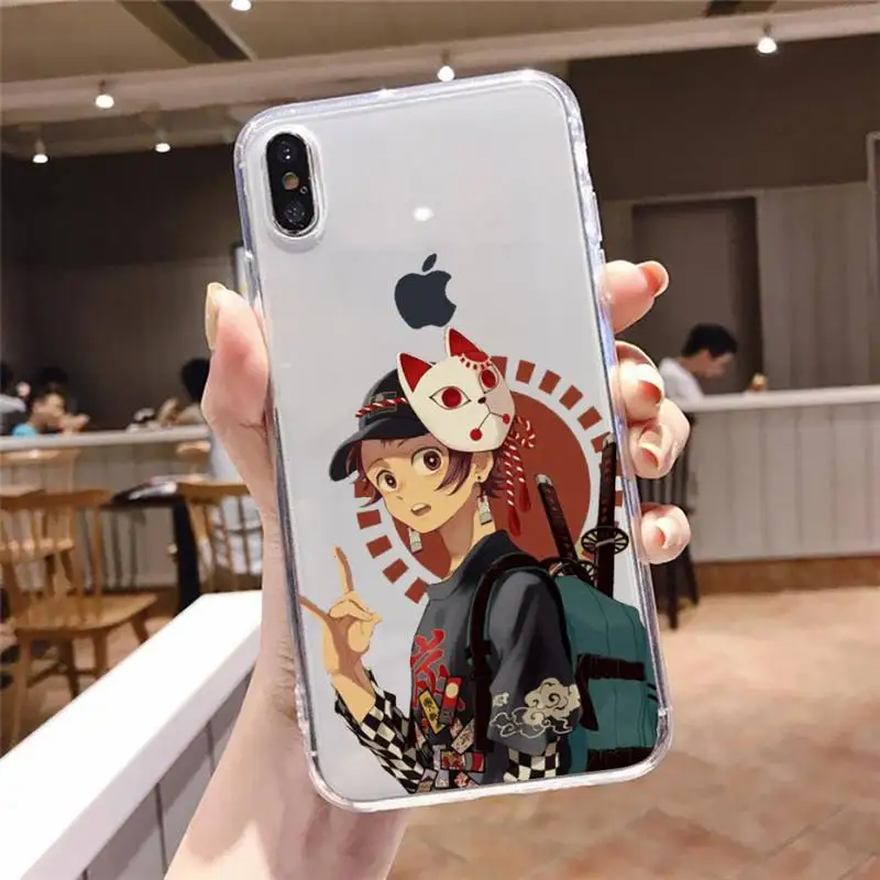 Kamado Nezuko Kimetsu No Yaiba Demon Slayer Phone Case Transparent For iphone se 6 6s 7 8 11 12 13 plus mini x xs xr pro max