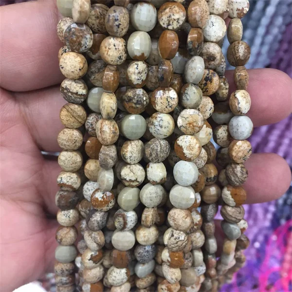 Picture Jasper 4*6 мм граненый вырубленный натуральный драгоценный камень далматинская яшма Красный Рубин глаз ястреба камень клубника кварц Аквамарин для ювелирных изделий DIY Fine - Цвет: Picture Jasper
