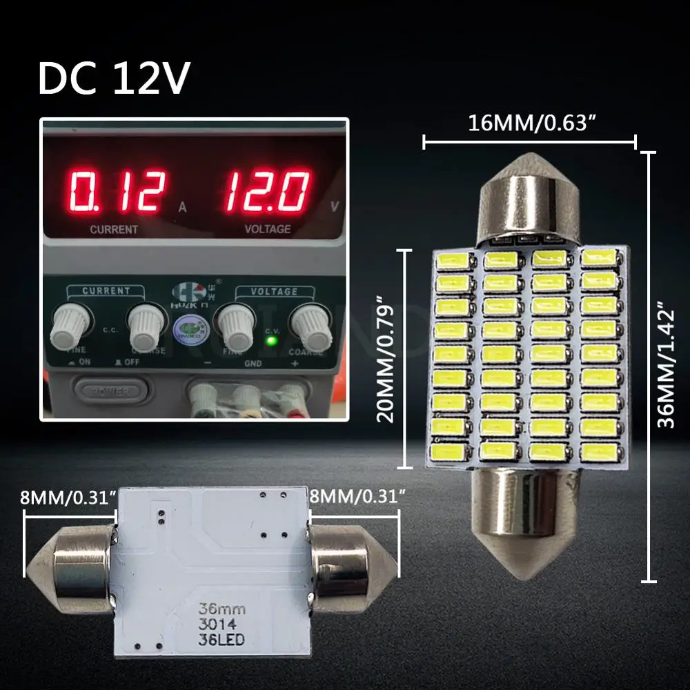 2 шт./лот C5W Автомобильный светодиодный 28 мм 29-31 мм 36 мм 3014 24 SMD светодиодный 6000 К лампы для Дверные огни гирлянда светильник 12V 240LM - Испускаемый цвет: 36mm white