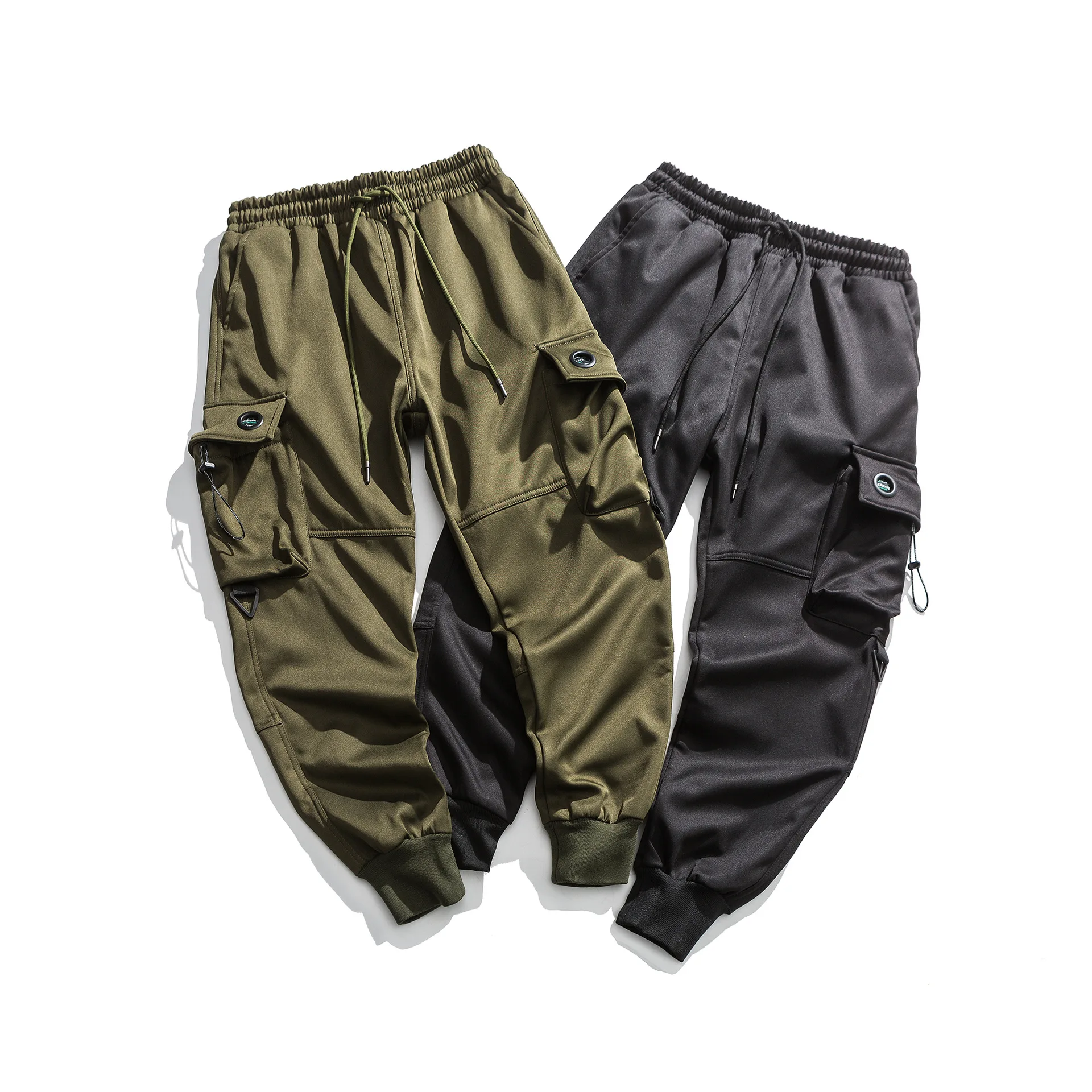 

City Where the Product Winter Multi-pockets Workwear Ankle Banded Pants Lace-up Thick Solid Color Popular Brand Pants Casual Pan