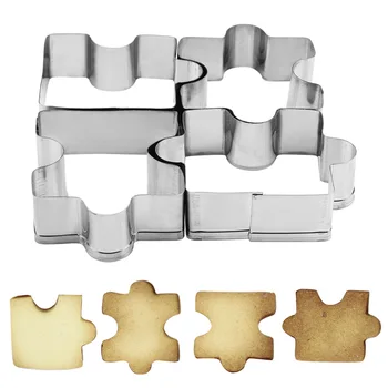 

Cookie Tools Gadgets Stainless Steel Cooking Tools Biscuit Cutter Kitchen Tools 4Pcs/set Puzzle Pattern