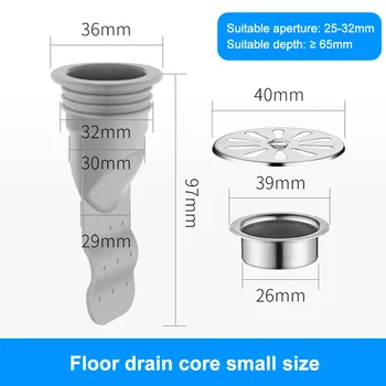 

Sealing Bathtub Shower Toilet Sewer Inner Kitchen Pipe Household With Steel Ring Filter Floor Drain Core Set Silicone Deodorant