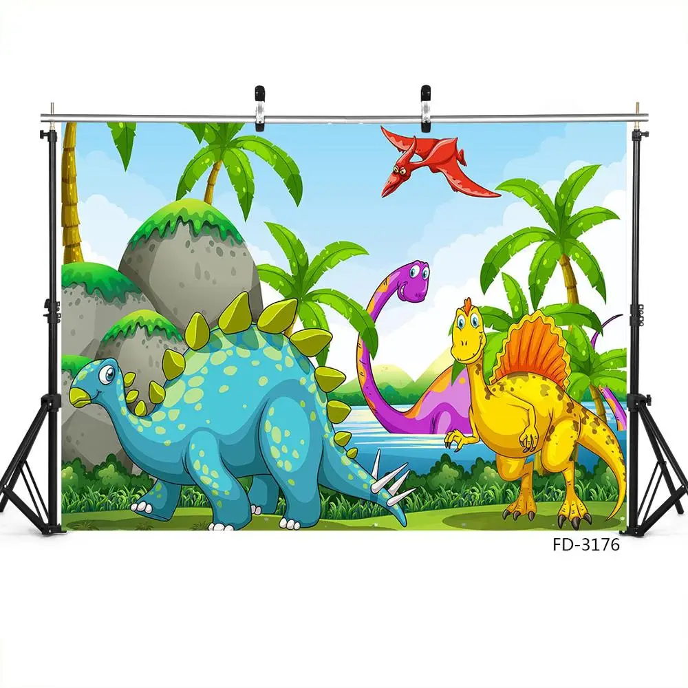 SETUYCR Dragon Cartoon Backgrounds Cute Simple Cool Dinosaurs in Pastel Colors Hand Drawn Vinyl Photographic Props Background Cloth for Photo Studio Festival Party Decorations Backdrop 10 x 10 FT