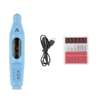 

Professional Electric Manicure Machine Pen Pedicure Nail File Nail Tools 6 Bits Drill Nail Drill Machine Equipment Blue