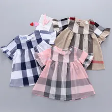 HKXN/Детские хлопковые платья для маленьких девочек хлопковые платья в клетку платье принцессы, одежда для девочек, костюм для детей от 1 до 4 лет