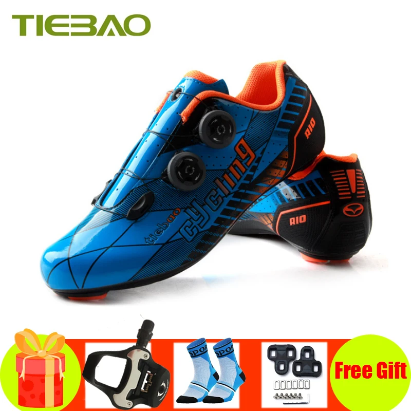 

Tiebao Carbon Fiber Cycling Shoes Road Sapatilha Ciclismo Self-Locking Ultralight Road Bike Shoes Breathable Superstar Sneakers