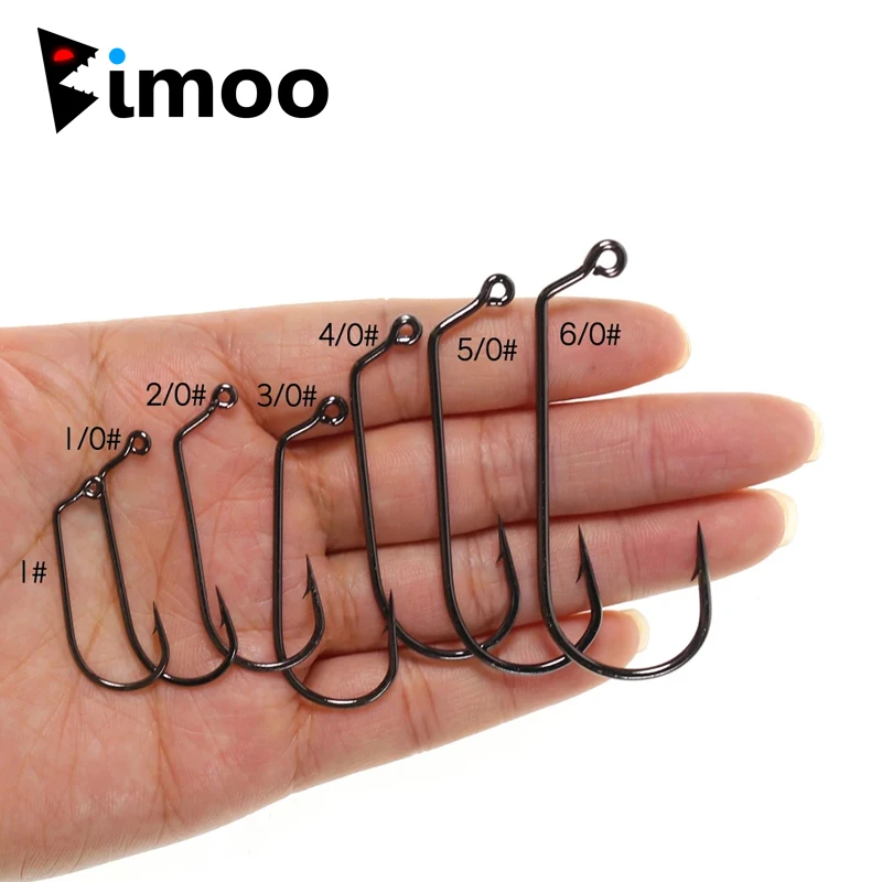 Bimoo 20PCS High Carbon Steel 60 Degree Jig Hook Big Size Thicked Soft Worm Hooks For Seawater Freshwater Fishing