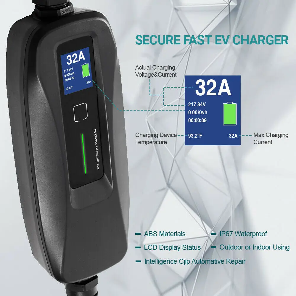 MOREC Ÿ 2 EV   2 16/24/32 Amp ޴  ڵ , CEE ÷ 220V-240V  ̺ 6M IEC 62196-2