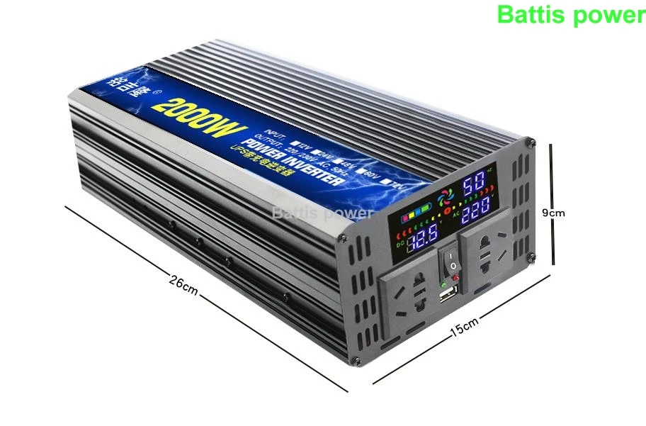 Инвертор 12V 220V 800/3000/6000 W 10000W 12000W 12KW Напряжение трансформатор с немодулированным синусоидальным сигналом Мощность инвертор DC12V к переменному току 220V