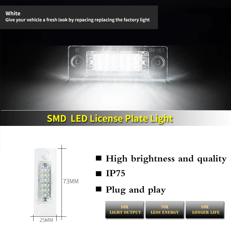 12V Car License Plate Lights Rear Lamp LED Canbus Error Free Automotive Accessor