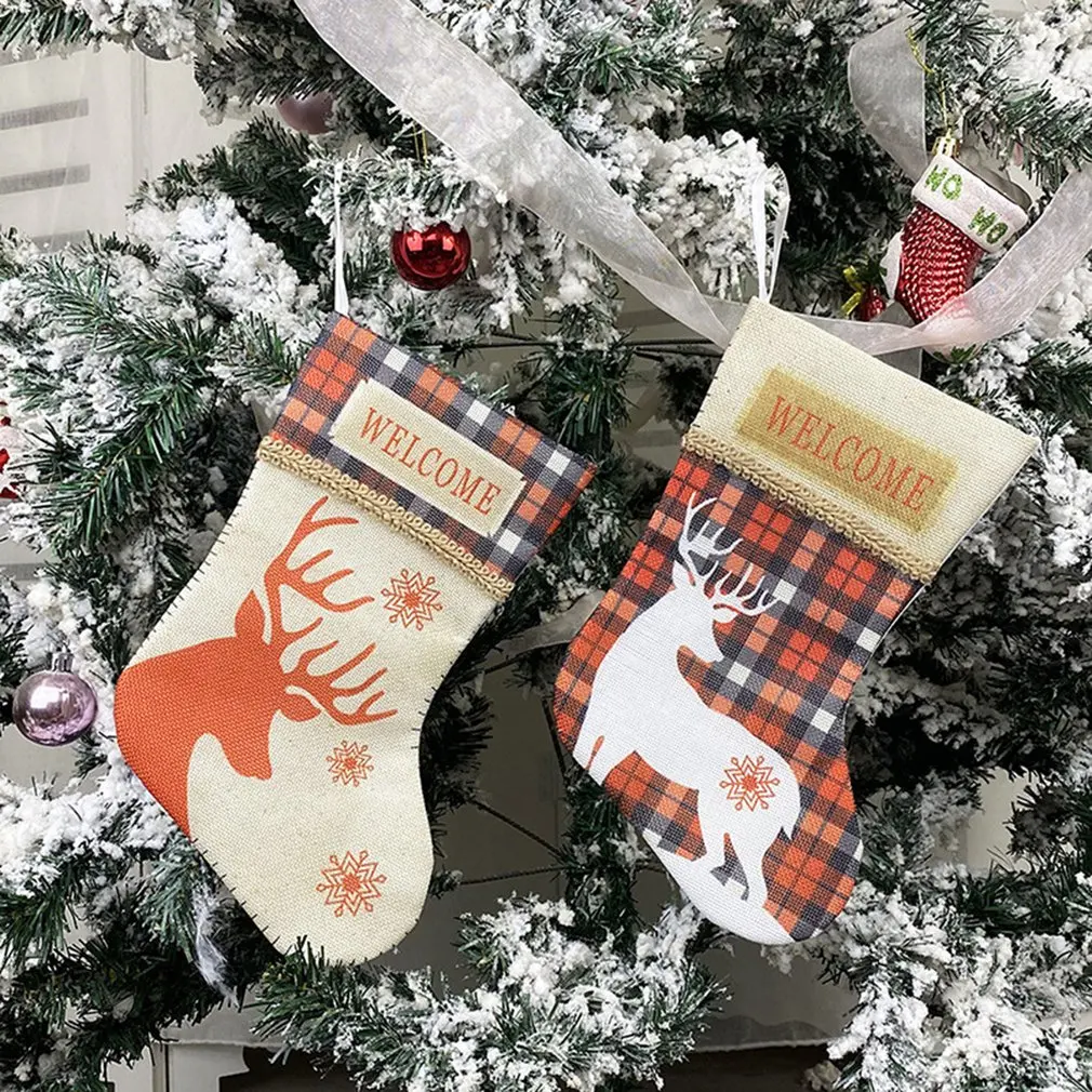 

2021 New Year Gifts Bag Christmas Stocking Christmas Decorations For Home Hanging Gift Socks Tree Decoration DIY Supplies