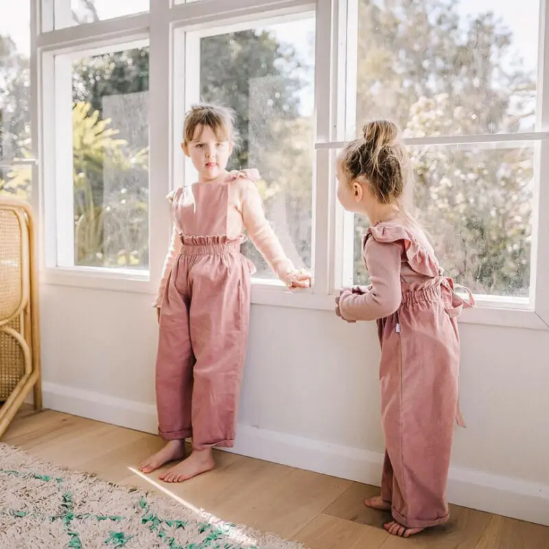 

Summer Sleeveless Ruffle Solid Pink Backless Jumpsuit Overall Outfit Clothing 2019 Toddler Infant Baby Girl Romper Clothes