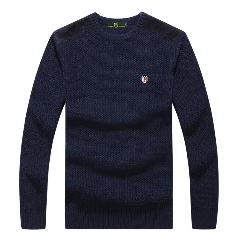 Осень Повседневное Для мужчин с круглым вырезом; трикотажный свитер Slim Fit Knittwear мужские свитера пуловеры пуловер Для мужчин тянуть Homme - Цвет: 03