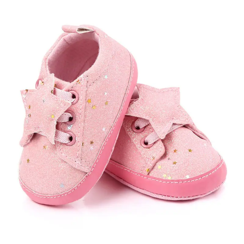 Детские первые ходунки, обувь для новорожденных мальчиков и девочек, кроссовки для младенцев, цветные кроссовки с блестками и звездами для детей 0-18 лет