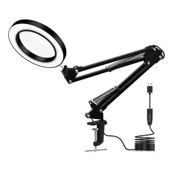 

USB Desktop LED Magnifier Table Lamp Welding lights Metal Adjust up and down 360 degree rotation Reading work
