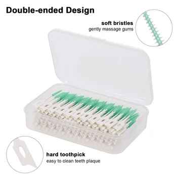 

160pcs Interdental Brushes Double-ended Toothpick Soft Silicone Tooth Picks Dental Floss Teeth Stick Dental Hygiene Oral Care