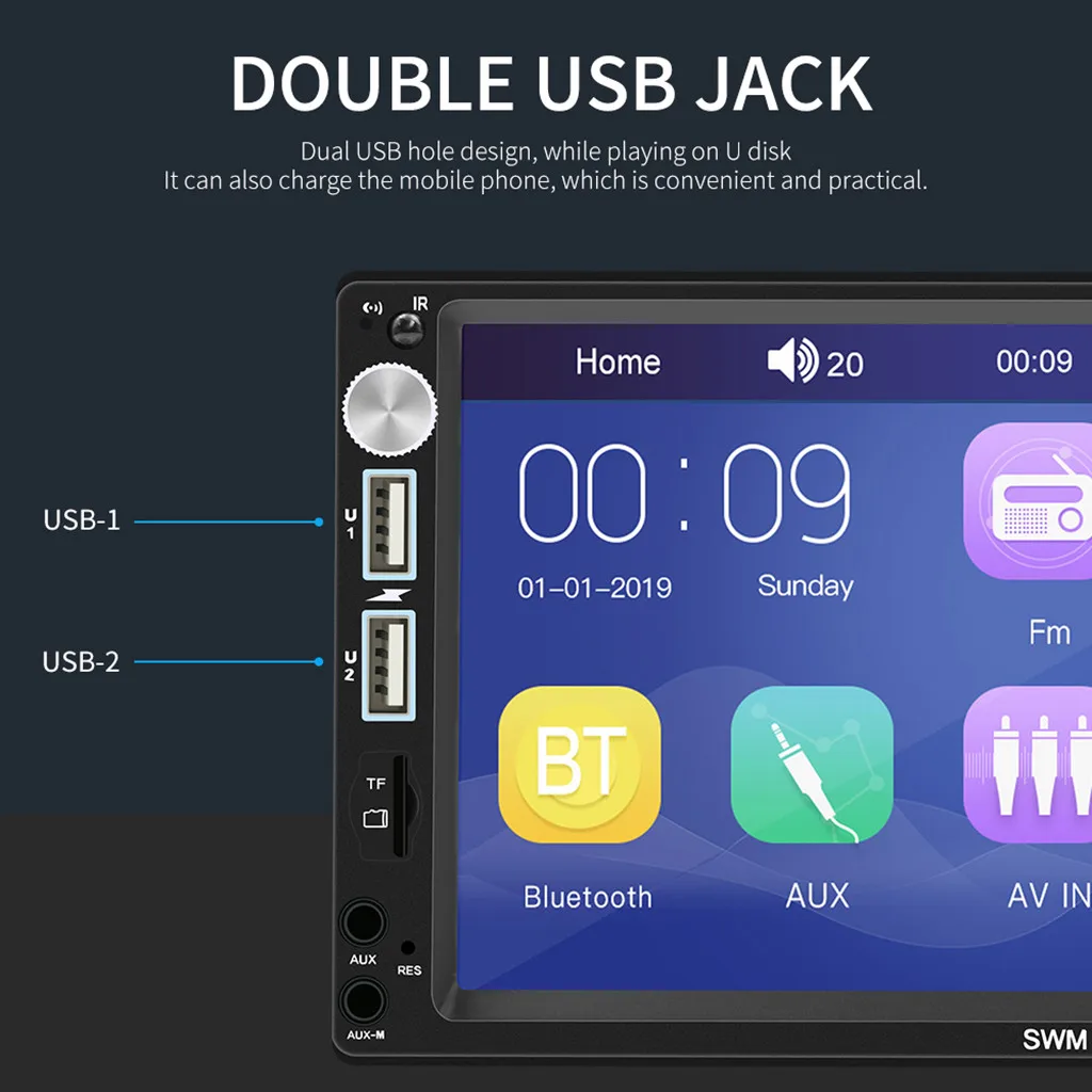 7-дюймовый автомобильный Bluetooth MP5 плеер USB Интерфейс для автомобильного аудио-видео автомобиля gps навигация с заднего Камера Аксессуары# BL30