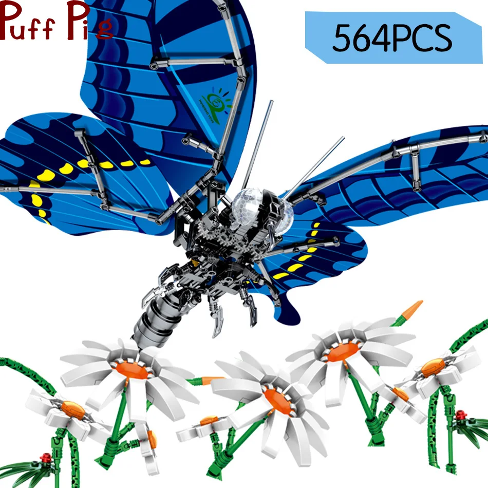 

564Pcs Simulated follow Butterfly Insect Building Block legoingly city Bricks Desktop display model Educational Toy for Children