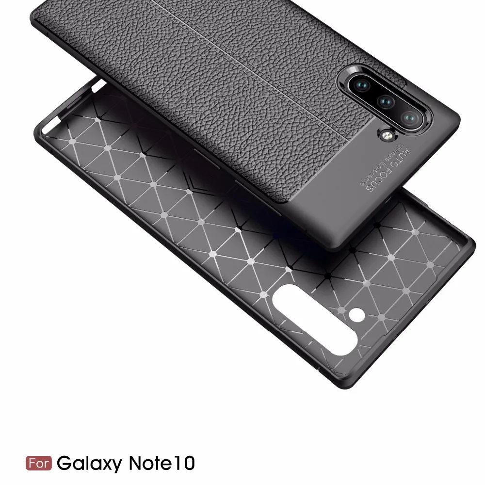 50 шт./лот Litchi Striae ТПУ задняя крышка чехол для samsung galaxy Note 8 9 10 10 плюс мягкий чехол