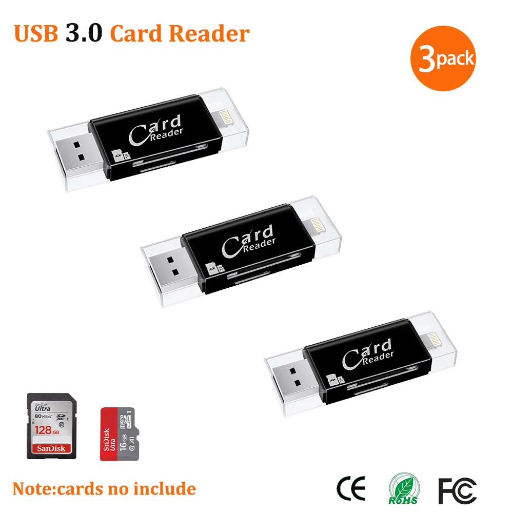 USB 3 0 Lightning Card Reader OTG Flash Drive microSD TF Card Memory Card Reader Adapter 1