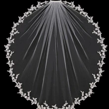 Фата Короткие с расческой Свадебные кружевная Апликация Край свадебная вуаль из тюля один Слои 80 см локоть Длина свадебные аксессуары