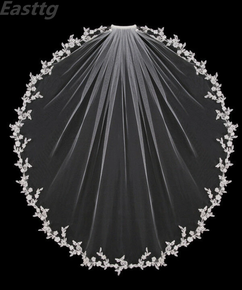 

2019 Bridal Veil Short With Comb Lace Appliqued Edge Tulle Wedding Veil one Layer 80 CM Elbow Length Wedding Accessories