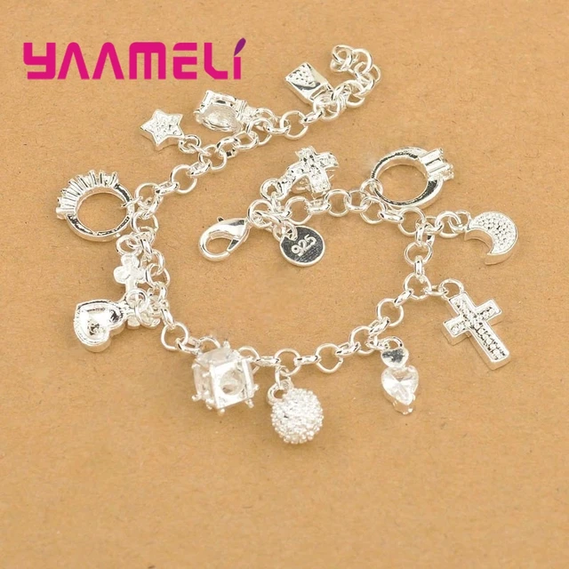 925 Sterling Silver Snake Chain Bracelet with Charms - China Silver Jewelry  and Fashion Jewelry price | Made-in-China.com