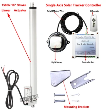 

Single Axis PV Solar Panel Tracking Tracker Kit -400mm 16" DC12V Linear Actuator &Electronic Controller &Light Sensor &IR Remote