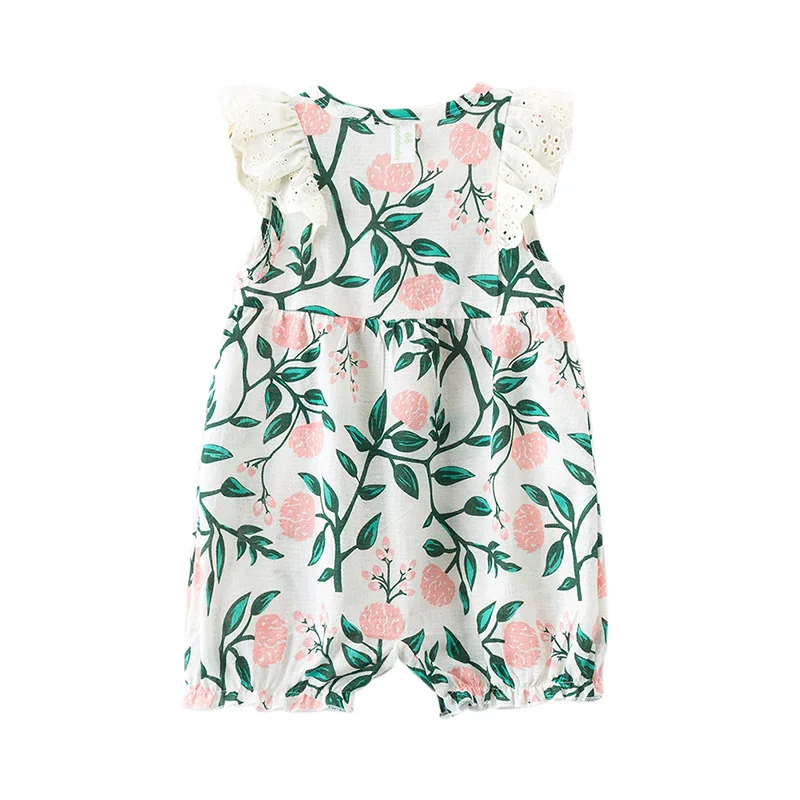 2019 Fashion Cute Toddler Kids Baby Girl Floral Ruffle Romper Flower Print Summer Bowknot Kids Jumpsuit Newborn Clothes