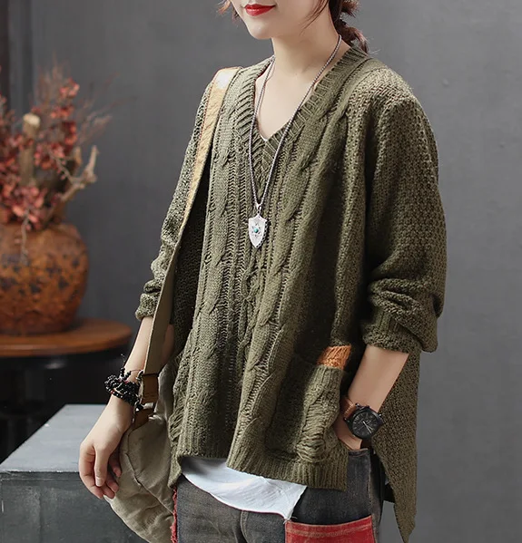 Женский свитер осень зима Ретро свободные вязаные пуловеры 2019 новые женские топы