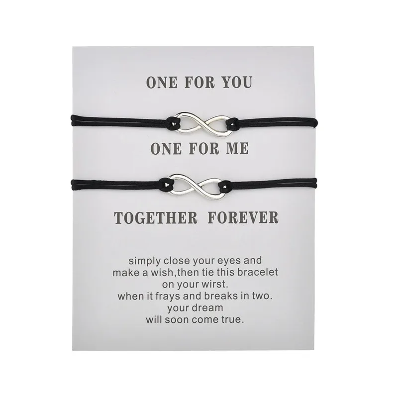 Bracelet Jewelry 2Pcs/set Lovers Couple Bracelets Handmade Rope Chain 8 Infinity Charm Bracelet For Women Men